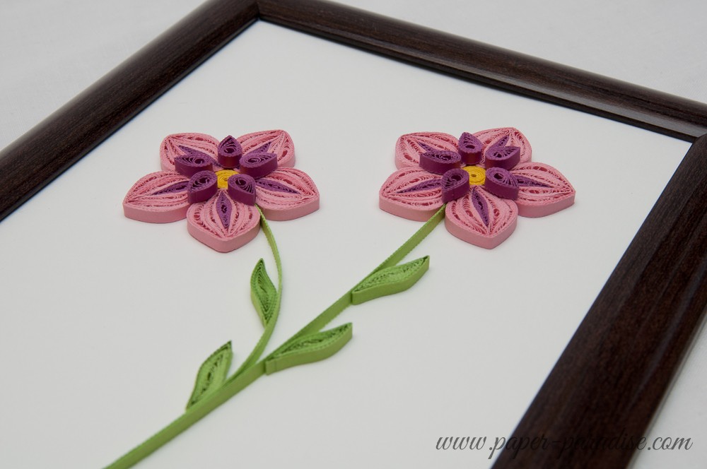 obrazek ręcznie robiony quilling kwiaty