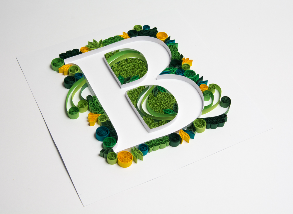 unique unusual beautiful quilling art framed paper art wall decoration home decor personalized wedding anniversary gift monograms initials names