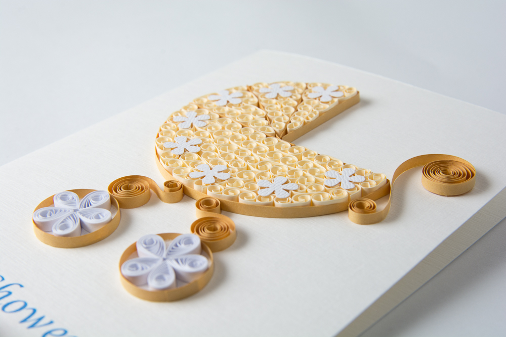 cute adroable handmade baby shower invites baby carriage pram neutral quilled welcome baby new born party invitations etsy custom personalized