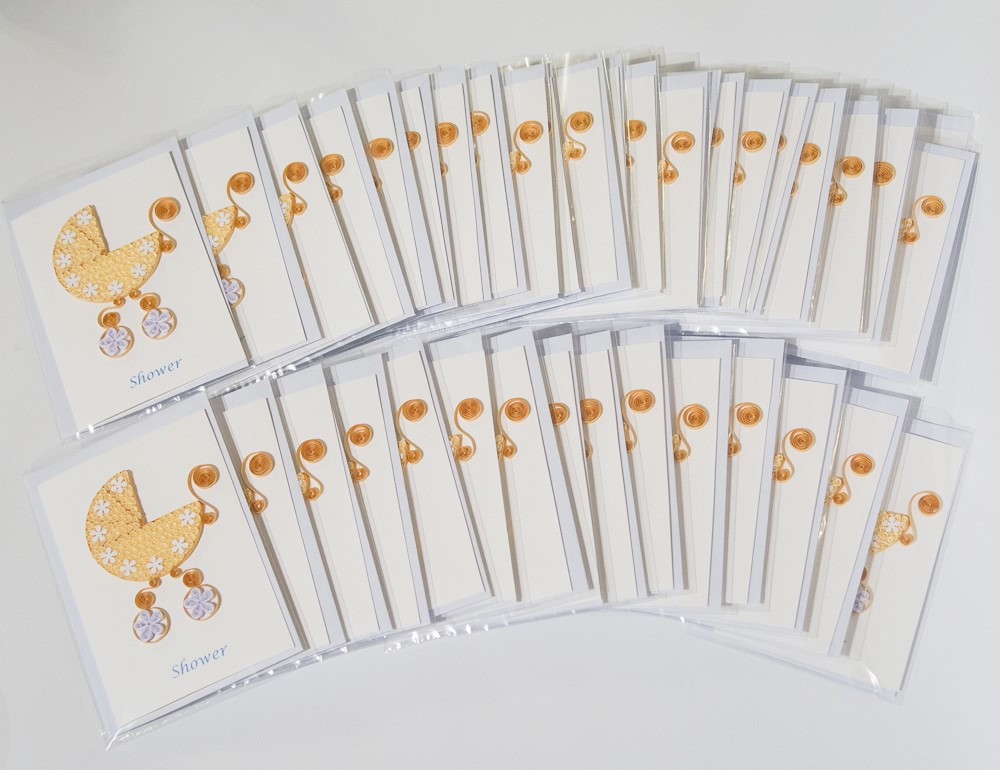 unique baby shower invitations handmade quilling quilled baby carriage pram neutral beige cream etsy custom personalized congratulations