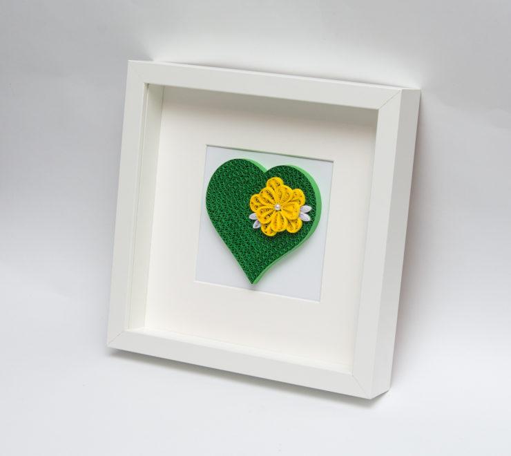 Read more about the article Green Heart Quilling Wall Art