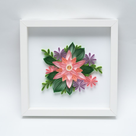 Kwiaty różowe – Quilling konturowy