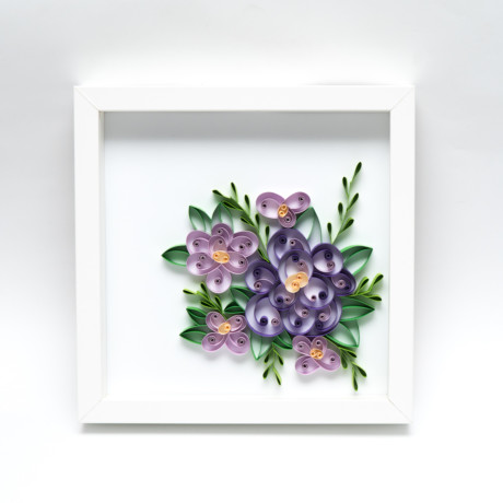 Kwiaty fioletowe – Quilling konturowy