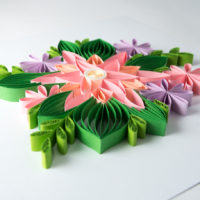 Kwiaty różowe – Quilling konturowy