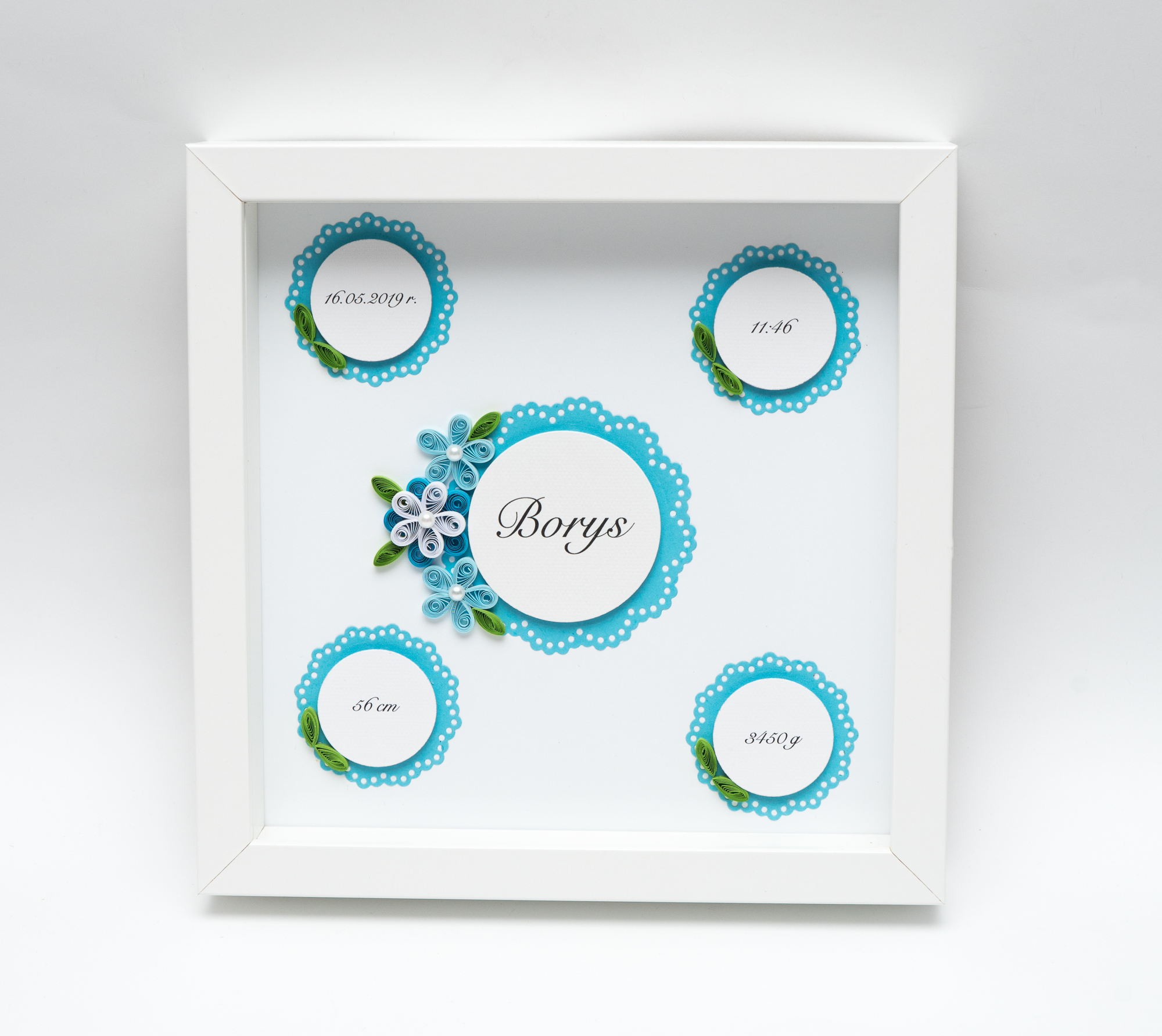Read more about the article Metryczka dla chłopca w ramce – Quilling