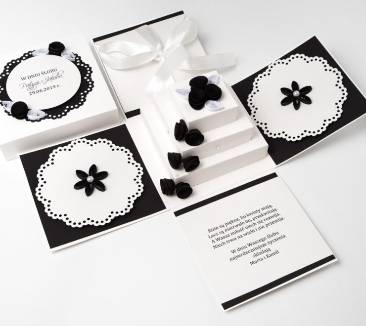 Read more about the article Wyjątkowa kartka ślubna – Exploding Box z tortem
