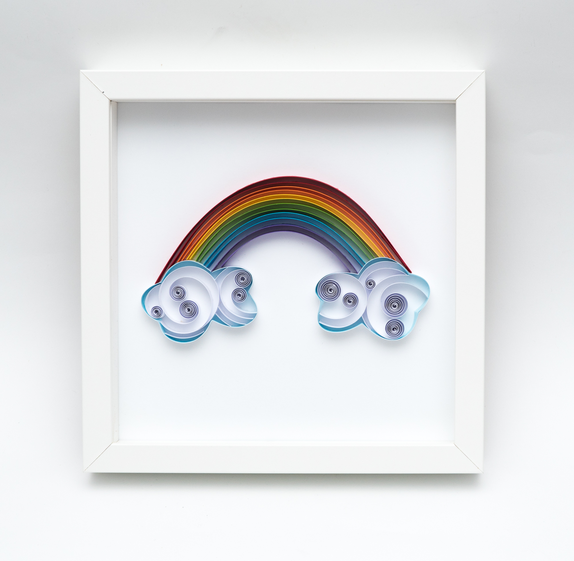 obrazek z tęczą quilling ręcznie robiona dekoracja do pokoju dziecka Obraz z tęczą