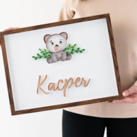 Ramka z imieniem do pokoju chłopca – miś