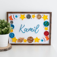 Ramka z imieniem do pokoju dziecka – kosmos